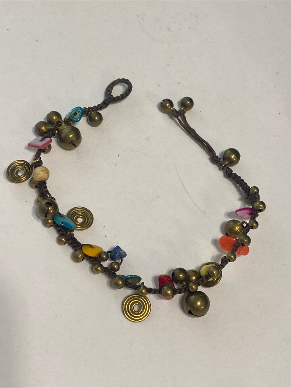 81stgeneration Anklet Brass Multicolored Shells Bead